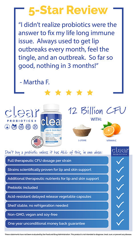 Clear Probiotics customers are getting results with less cold sores, less outbreaks, clearer skin, and much more