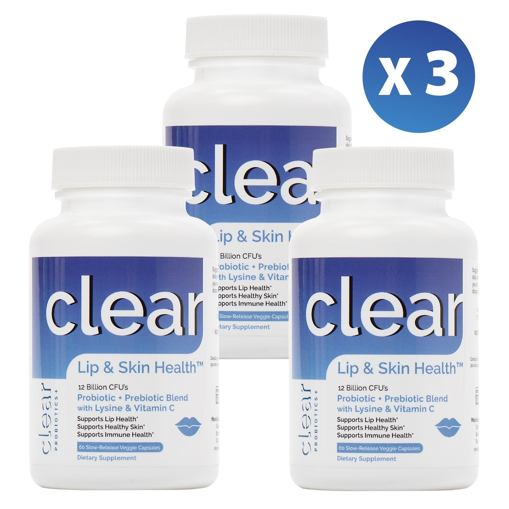 best Clear Lip & Skin Health 3-Pack Probiotics Plus | Clear Probiotics